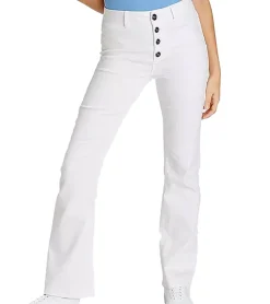 Hosen & Jeans*AjC Damen High Waist Jeans Baumwoll-Hose Bootcut Hose mit Knopfdetails 55820553 Weiß