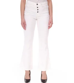 Hosen & Jeans*AjC Damen High Waist Jeans Baumwoll-Hose Bootcut Hose mit Knopfdetails 5-Pocket 54416149 Wollweiß