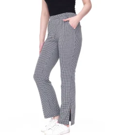 Hosen & Jeans*AjC Damen karierte Stoff-Hose modische Bootcut-Hose in Schlupf-Form 71797023 Schwarz/Weiß
