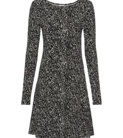 Kleider*AjC Damen Midi-Kleid Jersey-Kleid mit Rundhalsausschnitt stylisches Sommer-Kleid 90098263 Schwarz/Weiß/Gelb