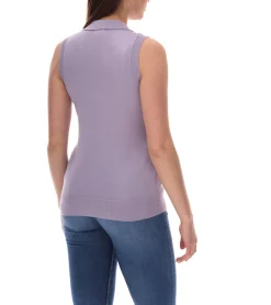 Tops & T-Shirts*AjC Damen Tank Top modisches Polo-Shirt mit Knopfleiste Sommer-Shirt 30237620 Lila