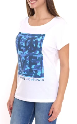 Tops & T-Shirts*AjC Damen T-Shirt mit verschiedenen Prints kurzärmliges Sommer-Shirt Baumwolle Mint, Rosa oder Weiß