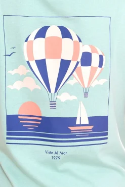 Tops & T-Shirts*AjC Damen T-Shirt mit Vista Al Mar Rücken-Print kurzärmliges Sommer-Shirt 35732517 Mint-Grün