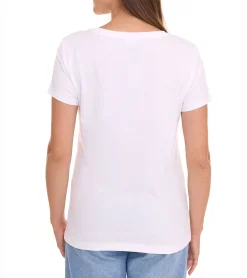 Tops & T-Shirts*AjC T-Shirt Baumwoll-Shirt mit Sternen-Print Rundhals-Shirt T-Shirt 37896048 Weiß