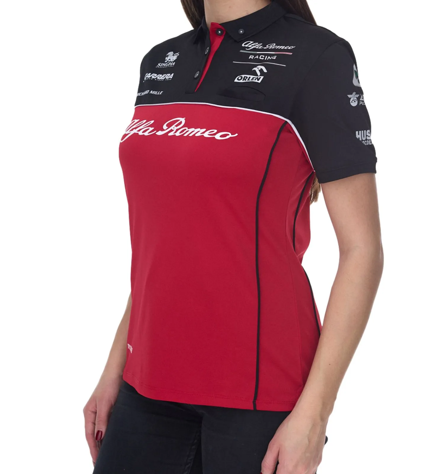 Poloshirts & Blusen*ALFA ROMEO Damen Polo-Shirt Freizeit-Shirt Kurzarm-Shirt ARR_RTCPOW21 Rot/Schwarz