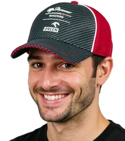 Caps & Mützen*ALFA ROMEO Racing Orlen F1 Saison 2020 Base-Cap Formel 1 Damen und Herren Baumwoll-Cap Roberta Kubicy Grau/Rot/Weiß flacher oder gebogener Schirm