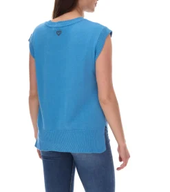 Große Größen|Tops & T-Shirts*ALIFE AND KICKIN AudraAK Damen Strick-Pullunder mit V-Ausschnitt Sommer-Shirt Blau oder Grün