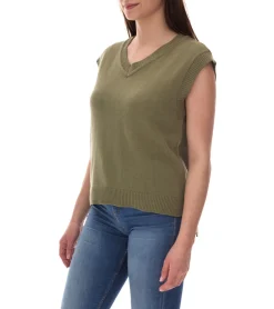 Tops & T-Shirts*ALIFE AND KICKIN AudraAK Damen Strick-Shirt mit V-Ausschnitt Sommer-Shirt 95611557 Olivgrün