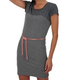Kleider*ALIFE AND KICKIN ClarissaAK B Damen Sommer-Kleid mit tonaler Taillenkordel Mini-Kleid Baumwoll-Kleid 58427169 Grau