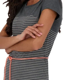 Kleider*ALIFE AND KICKIN ClarissaAK B Damen Sommer-Kleid mit tonaler Taillenkordel Mini-Kleid Baumwoll-Kleid 58427169 Grau