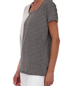 Tops & T-Shirts*ALIFE AND KICKIN IlonaAK Z Damen T-Shirt gestreiftes Baumwoll-Shirt Sommer-Shirt 66217902 Grau