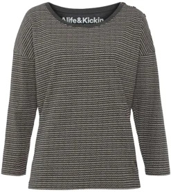 Sweater & Pullover*ALIFE AND KICKIN MaddieAK B Damen Sweatshirt Baumwoll-Pullover Langarm-Shirt 42899356 Grau/Weiß