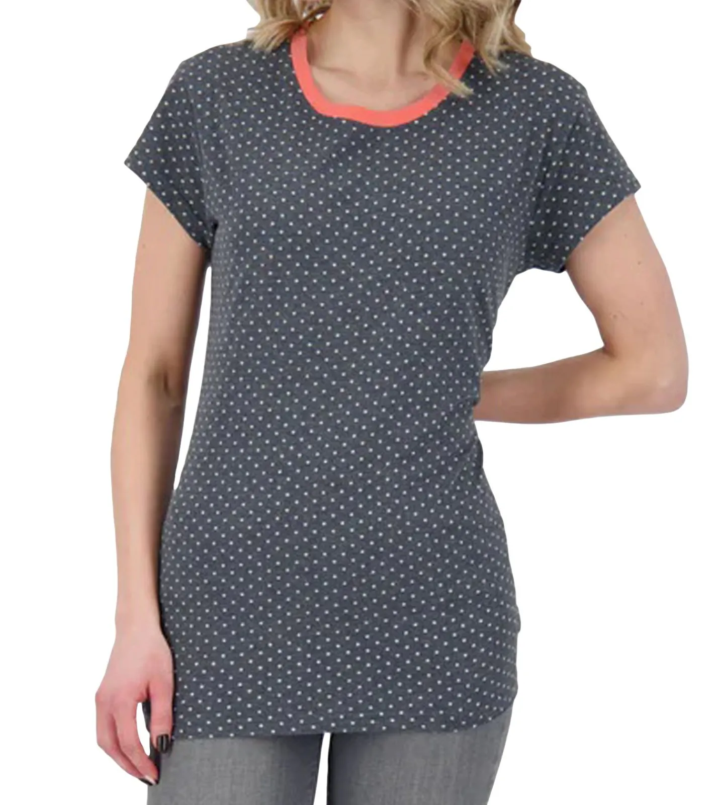 Tops & T-Shirts*ALIFE AND KICKIN Maxi Damen Bio-Baumwoll-T-Shirt veganes- und PETA-APPROVED Oberteil mit Punkten 52340955 Dunkelblau/Weiß/Rosa