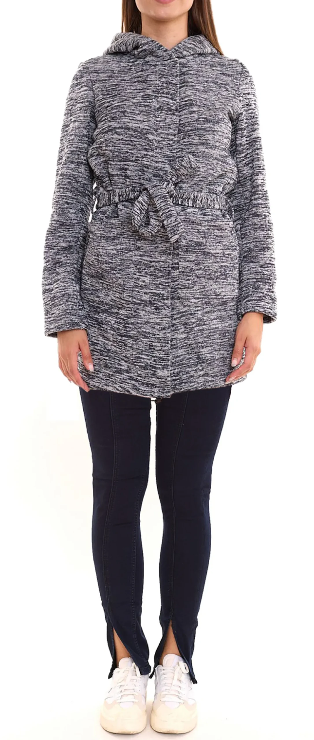 Mäntel & Jacken|Sweater & Pullover*ALPENBLITZ Damen Fleece-Jacke mit Binde-Gürtel Übergangs-Jacke aus weichem Strickfleece 98529059 Blau/Grau