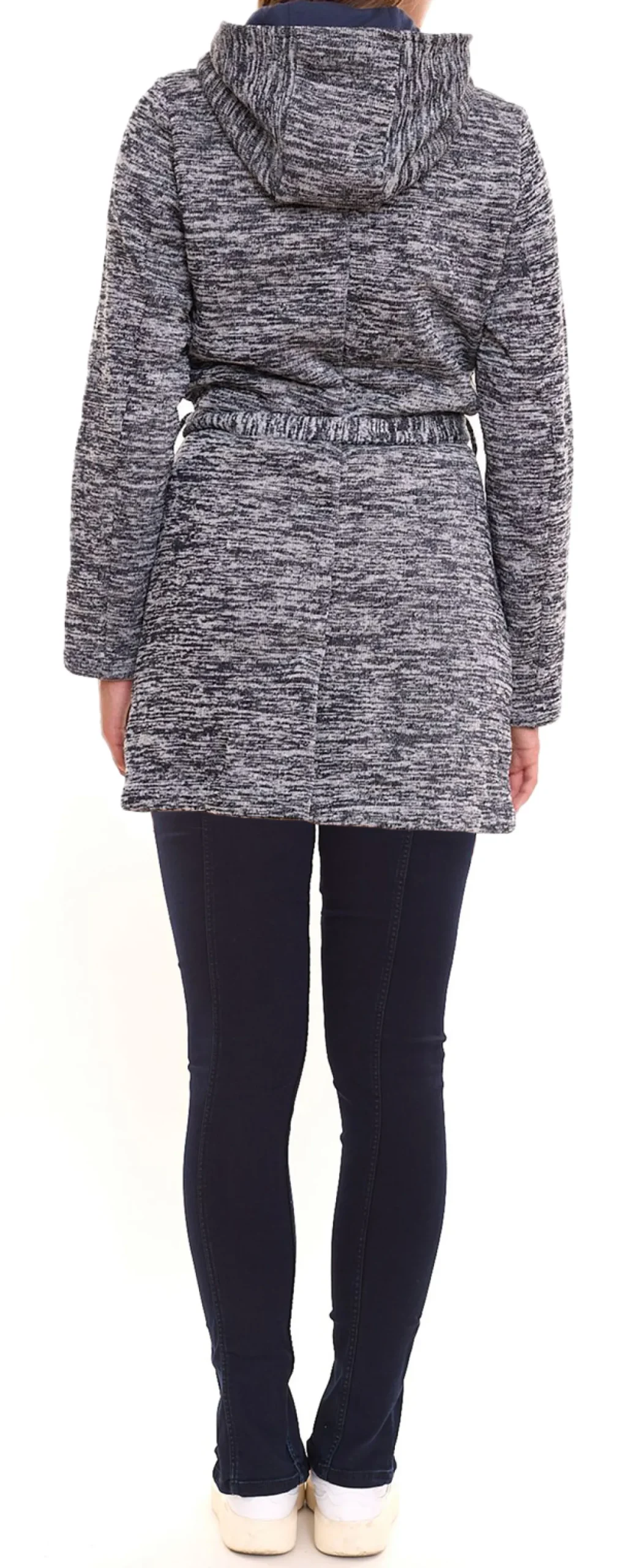 Mäntel & Jacken|Sweater & Pullover*ALPENBLITZ Damen Fleece-Jacke mit Binde-Gürtel Übergangs-Jacke aus weichem Strickfleece 98529059 Blau/Grau