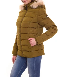 Mäntel & Jacken*ALPENBLITZ Semeru Damen Outdoor-Jacke wattierte Winter-Jacke mit abnehmbarer Kapuze und einzeln abnehmbarem Kunstfell 12718035 Khaki