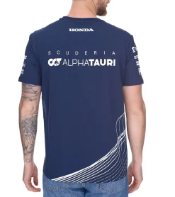 T-Shirts & Tank Tops*ALPHATAURI Formel 1 F1 Herren Baumwoll-Shirt Rundhals-Shirt Freizeit-Shirt SAT23026 Dunkelblau