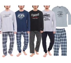 Nachtwäsche & Bademode*AM LEGEND Herren Pyjama-Set 2-teilig karierter oder unifarbener Schlafanzug IAN MPJ 23 Schwarz/Weiß/Blau/Grau in verschiedenen Modellen
