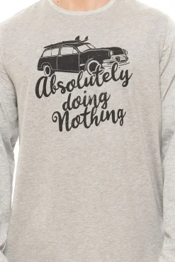 Nachtwäsche & Bademode*AM LEGEND Herren Pyjama-Set 2-teilig melierter Schlafanzug IAN MPJ 23 Schwarz/Grau