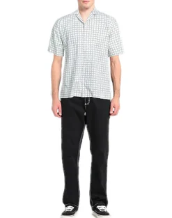 Hemden & Poloshirts*Anderson´s Anderson Kurzarm Herren Hemd mit Logo Schriftzug Sommerhemd aus Baumwolle Regular Fit weiß/schwarz