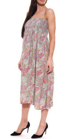 Kleider*Aniston CASUAL 2 in 1 Midi-Kleid mit abnehmbaren Trägern auch als Rock tragbar Sommer-Kleid mit floralem Print 87089836 Grün/Bunt