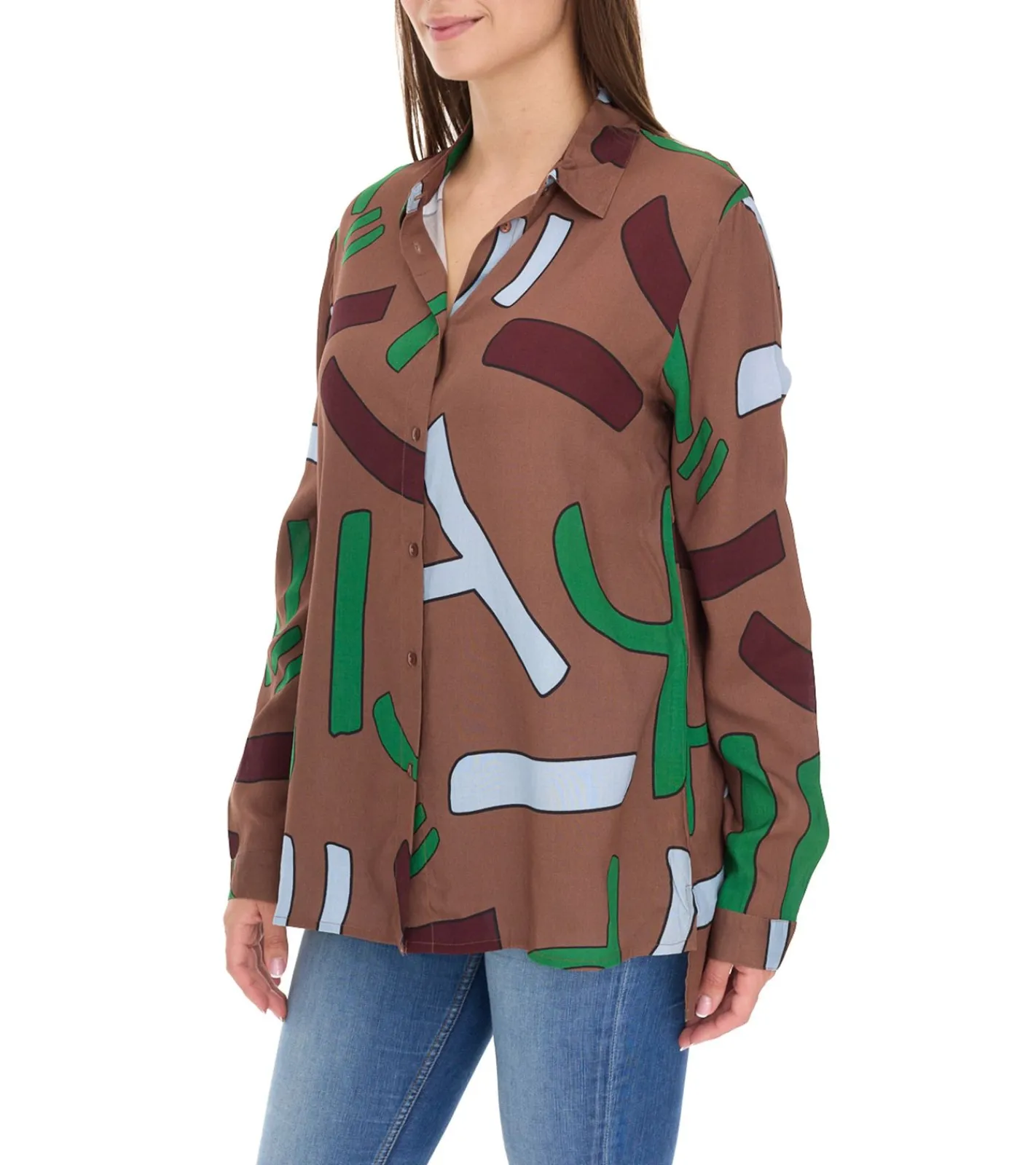 Poloshirts & Blusen*Aniston CASUAL Damen Bluse stylische Hemd-Bluse mit Kent-Kragen Sommer-Bluse 90141018 Braun