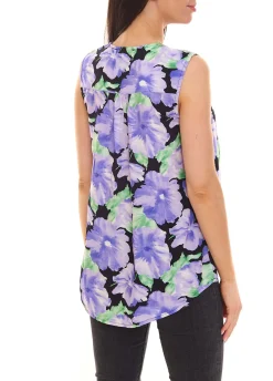 Tops & T-Shirts*Aniston CASUAL Damen Blusentop mit Blütendruck im Batik-Look 10019364 Lila/Grün/Weiß