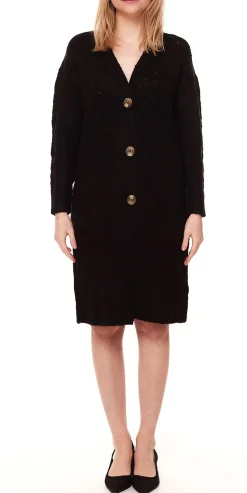 Strickjacken & Cardigans*Aniston CASUAL Damen Cardigan mit Ajour-Strickmustern Long-Strickjacke 40051956 Schwarz