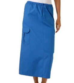 Große Größen|Röcke*Aniston CASUAL Damen Cargo-Rock Sommer-Rock Midi-Länge Baumwoll-Rock mit Gummizug 77100947 Blau