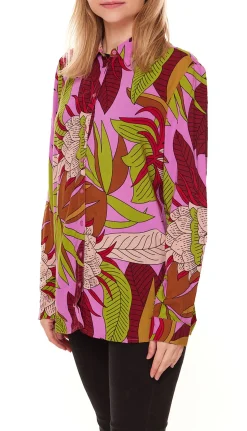 Poloshirts & Blusen*Aniston CASUAL Damen Freizeit-Bluse mit geblümten Muster Schlupf-Bluse 13010835 Rosa/Bunt