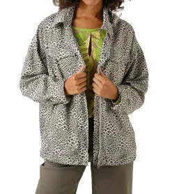 Mäntel & Jacken*Aniston CASUAL Damen Jacke mit Leoparden-Print Übergangs-Jacke 98225532 Beige/Neon-Grün
