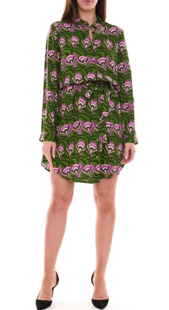 Kleider*Aniston CASUAL Damen Jersey-Kleid stylisches Langarm-Kleid mit Allover-Print 94801530 Grün