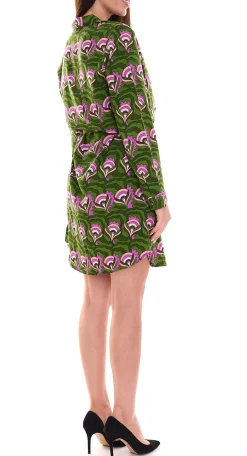 Kleider*Aniston CASUAL Damen Jersey-Kleid stylisches Langarm-Kleid mit Allover-Print 94801530 Grün