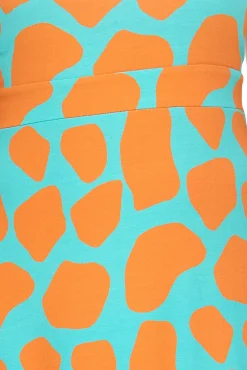 Kleider*Aniston CASUAL Damen Jersey-Kleid mit farbenfrohen Druck Maxi-Kleid Türkis/Orange