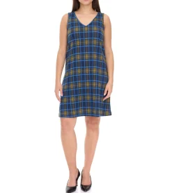 Kleider*Aniston CASUAL Damen Kleid kariertes Sommer-Kleid ärmellos 13189530 Blau/Gelb