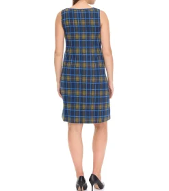 Kleider*Aniston CASUAL Damen Kleid kariertes Sommer-Kleid ärmellos 13189530 Blau/Gelb