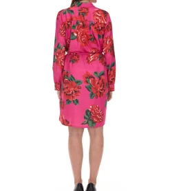 Kleider*Aniston CASUAL Damen Kleid mit Allover-Blumen-Print Langarm-Kleid 87575134 Pink/Rot/Grün