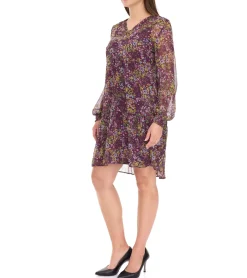 Kleider*Aniston CASUAL Damen Kleid mit Allover-Blumen-Print Langarm-Kleid 24704960 Lila/Gelb/Grün