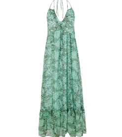 Kleider*Aniston CASUAL Damen Maxi-Kleid rückenfrei Sommer-Kleid mit Allover-Print 83823237 Grün