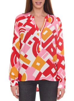 Poloshirts & Blusen*Aniston CASUAL Damen modische Sommer-Bluse mit Allover-Muster 39002864 Bunt