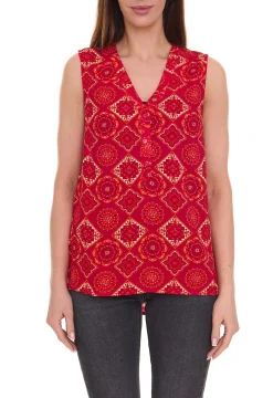 Poloshirts & Blusen*Aniston CASUAL Damen Schlupfbluse ärmellose Mode-Bluse mit Allover-Muster 74028346 Rot
