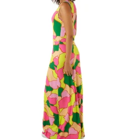 Kleider*Aniston CASUAL Damen sommerliches Maxi-Kleid mit Allover-Punkte-Print Sommer-Kleid 67720363 Gelb/Grün/Rosa