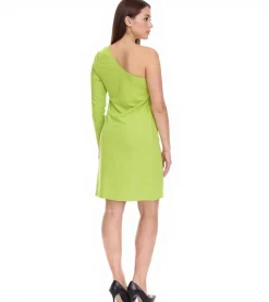 Große Größen|Kleider*Aniston CASUAL Damen Sommer-Kleid modisches One-Shoulder-Kleid Mini-Kleid 71366612 Grün