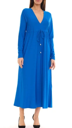 Kleider*Aniston CASUAL Damen Sommer-Kleid Maxi-Kleid Langarm-Kleid 49417724 Blau