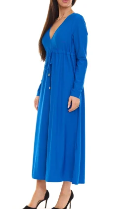 Kleider*Aniston CASUAL Damen Sommer-Kleid Maxi-Kleid Langarm-Kleid 49417724 Blau