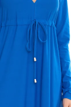 Kleider*Aniston CASUAL Damen Sommer-Kleid Maxi-Kleid Langarm-Kleid 49417724 Blau