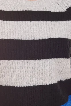 Sweater & Pullover*Aniston CASUAL Damen Strick-Pullover gestreifter Rundhals-Pulli 38395131 Schwarz/Grau/Blau