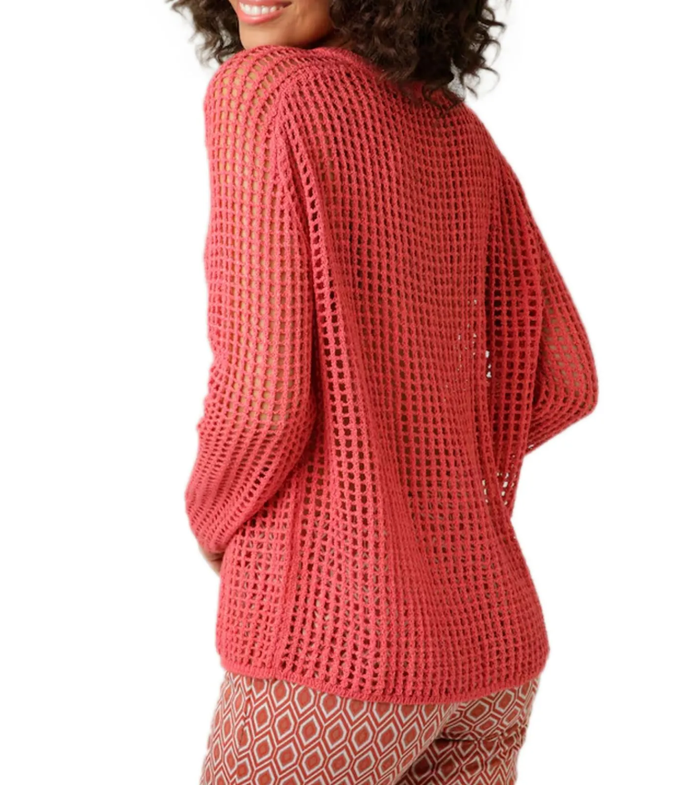 Sweater & Pullover*Aniston CASUAL Damen Strick-Pullover Grobstrick-Pullover mit Knopfleiste Langarm-Shirt 81819457 Rot