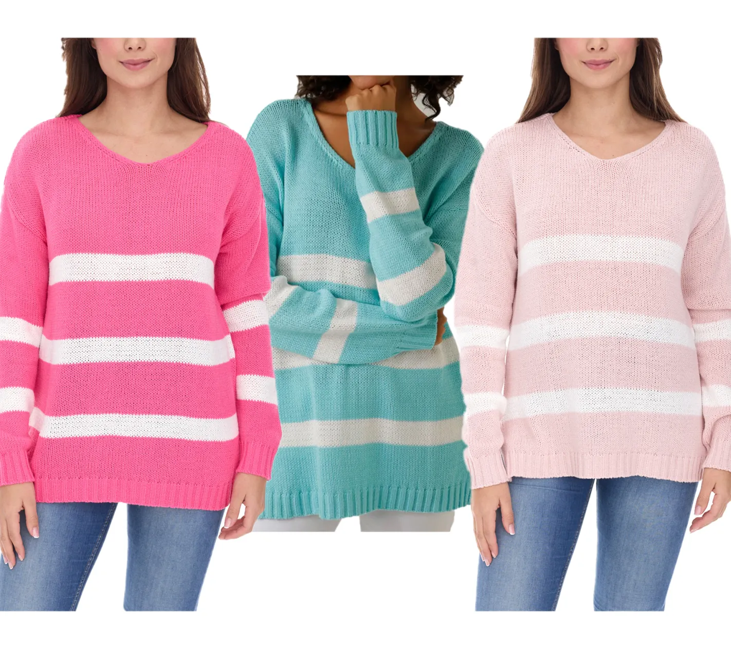 Sweater & Pullover*Aniston CASUAL Damen Strick-Pullover mit Baumwollanteil Alltags-Pullover Langarm-Shirt Pink, Rosa oder Türkis
