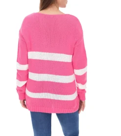 Sweater & Pullover*Aniston CASUAL Damen Strick-Pullover mit Baumwollanteil Alltags-Pullover Langarm-Shirt Pink, Rosa oder Türkis
